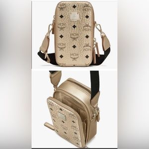MCM cross body bag in gold. Brand new with dust bag.